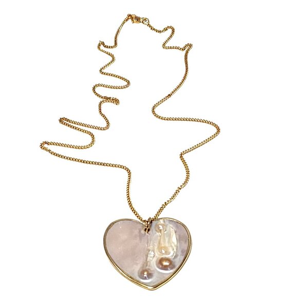 Blister Mabe pearl heart pendant necklace - Picture 2 of 8